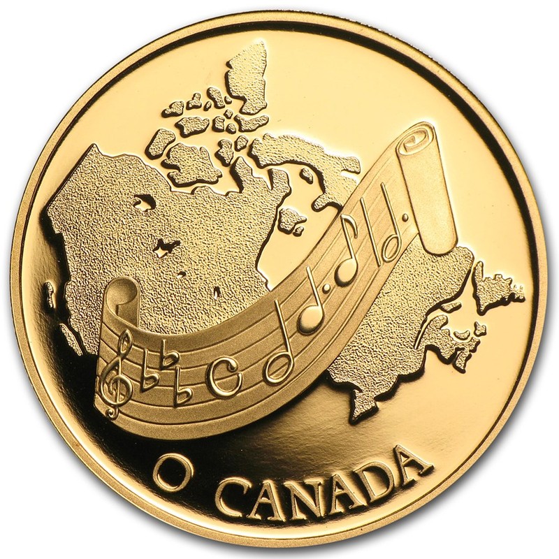 Золотая монета Канады «Национальный гимн» 1981 г.в., 15.55 г чистого золота (проба 0.917)