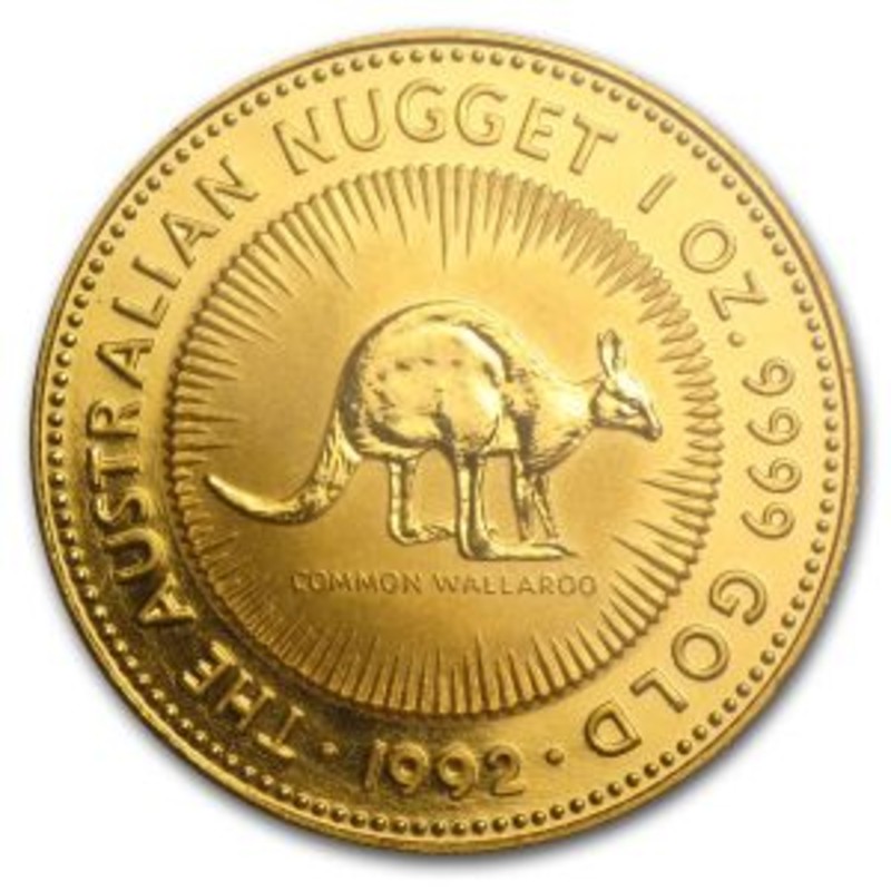 Золотая инвестиционная монета Австралии "Кенгуру" 1992 г.в., 31,1 г чистого золота (проба 0,9999)